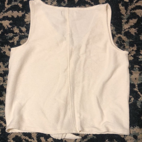 Madewell texture & thread tie up cream white tank top - Picture 2 of 4